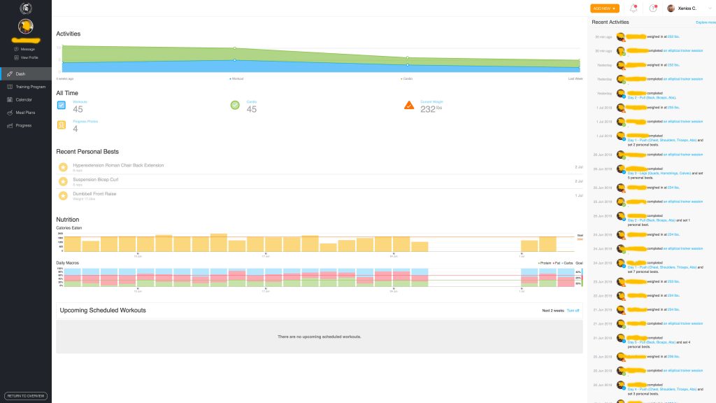 spartan coaching software dashboard